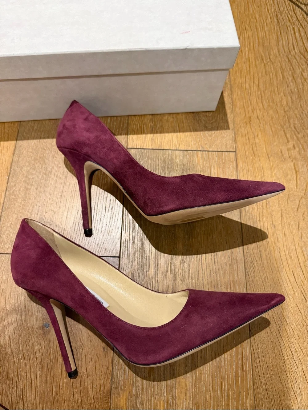 Jimmy Choo Plum Suede Pointed-Toe Pumps Only Tried On - Picture 3 of 3